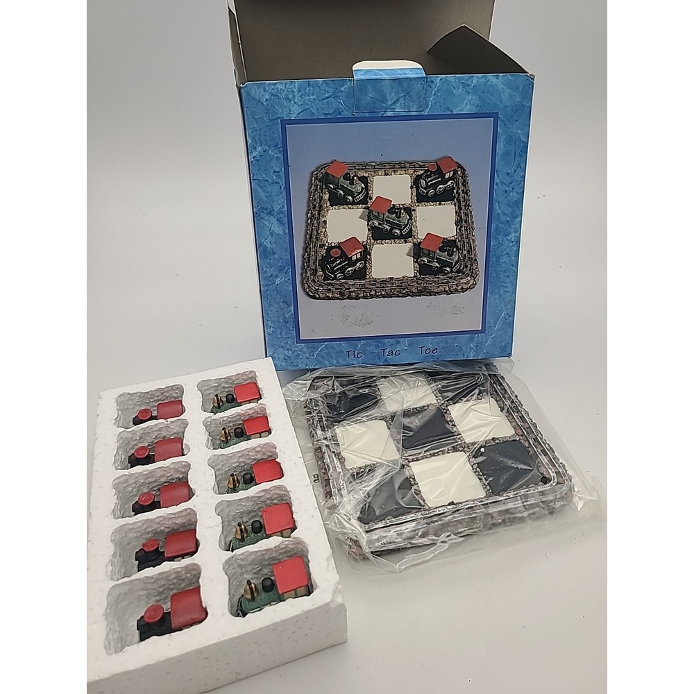 Vintage Cracker Barrel Miniature Tic Tac Toe Board Game Train Engines 11 Pieces